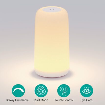 Cylindrical Touch Dimmable RGB Bedside Lamp